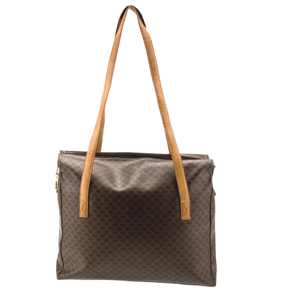 Celine Messenger Bag, Genuine‎ Leather, Zip Top w/Logo Bag Charm, Double Handles